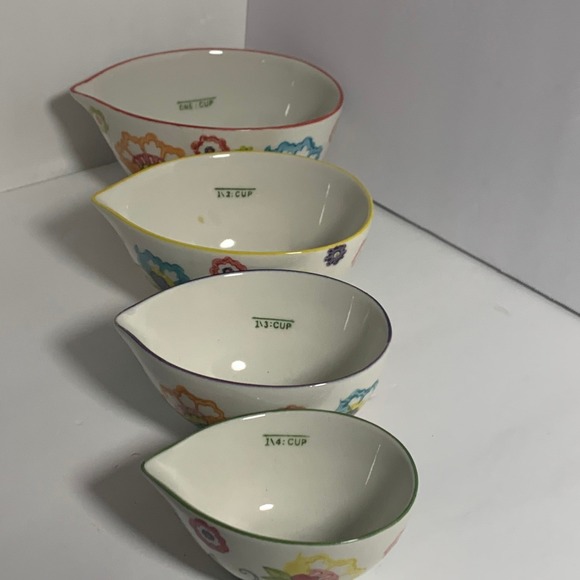 Pier 1 Imports Floral Ceramic Measuring Cups Set of 4 Hand Painted Discontinued - Picture 8 of 12